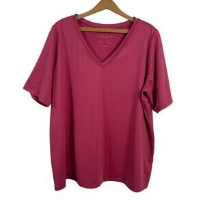 Susan Graver Women Modern Essentials V-Neck Shirt Top 1X Basic Layers Simple